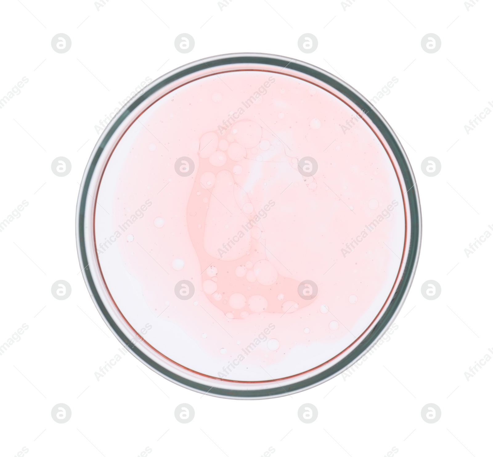 Photo of Petri dish with sample isolated on white, top view