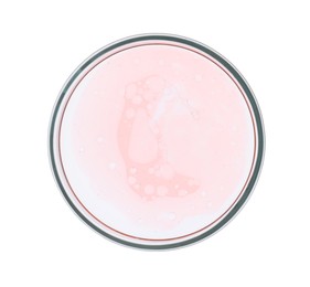 Petri dish with sample isolated on white, top view