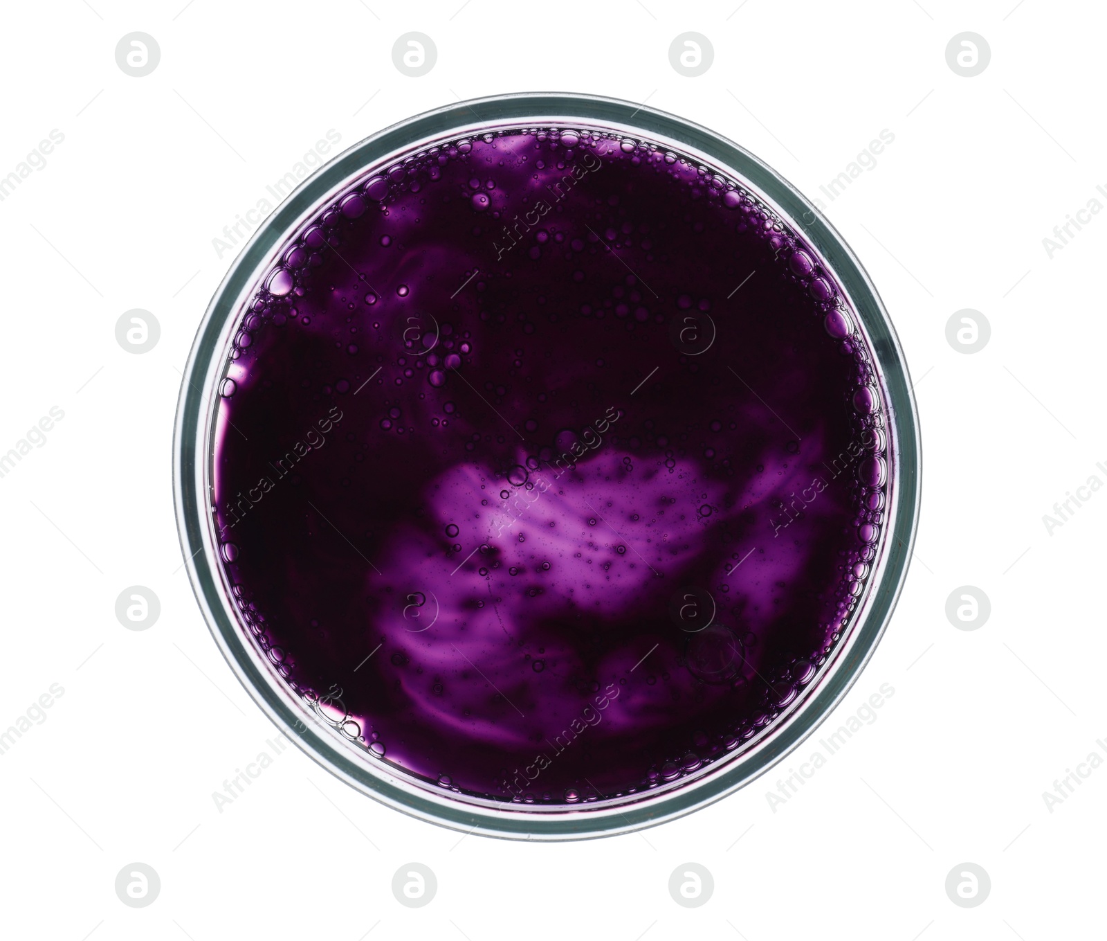 Photo of Petri dish with sample isolated on white, top view