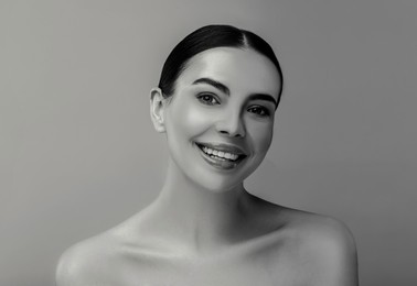 Portrait of gorgeous woman, black and white effect