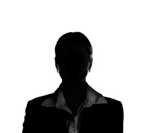 Image of Anonymous person. Shaded portrait of woman on white background