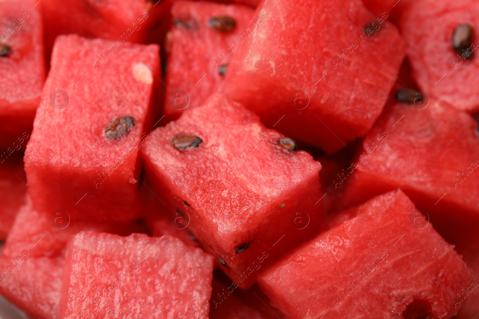 Photo of Pieces of tasty watermelon as background, closeup