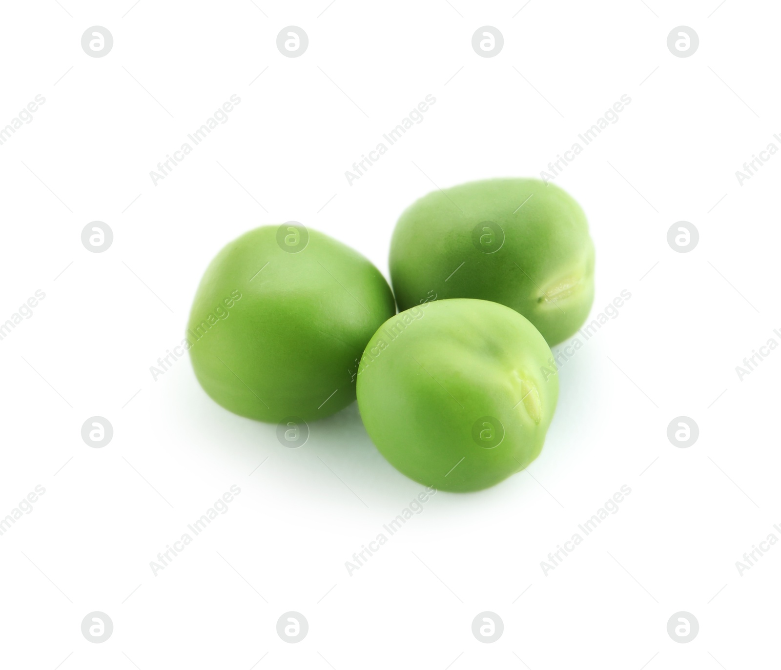 Photo of Fresh green peas isolated on white. Healthy product