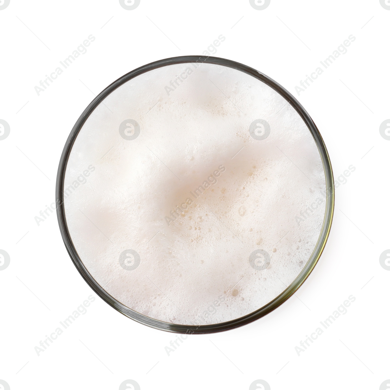 Photo of Glass of beer isolated on white, top view