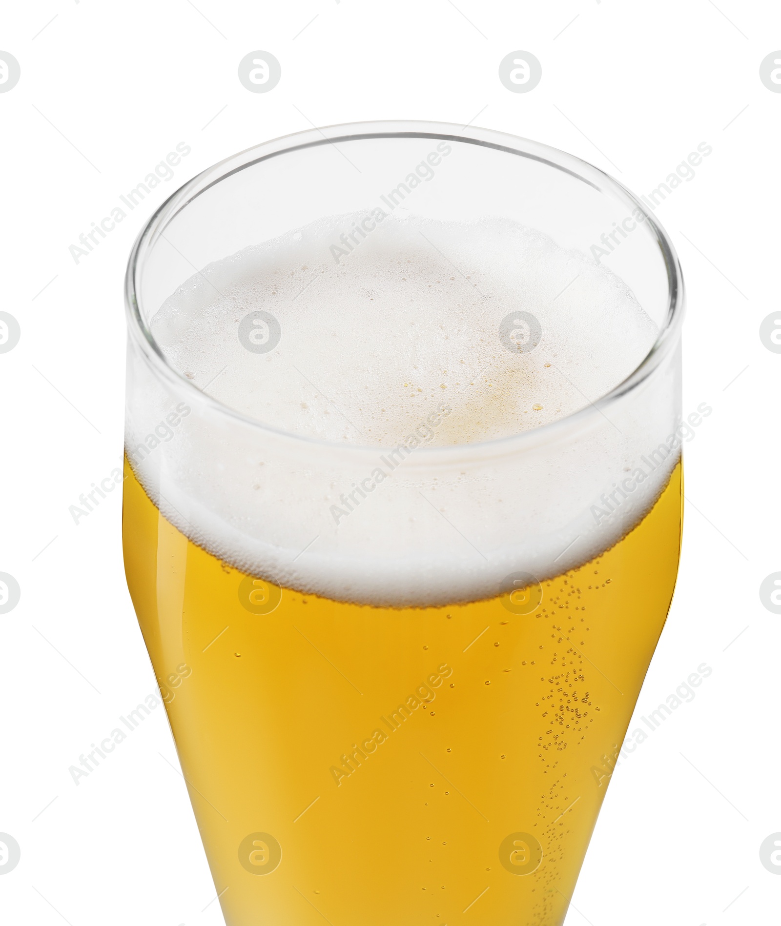 Photo of Glass of light beer isolated on white