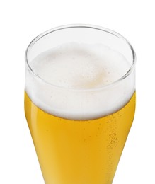 Photo of Glass of light beer isolated on white