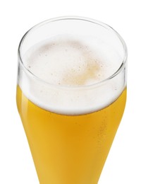 Photo of Glass of light beer isolated on white