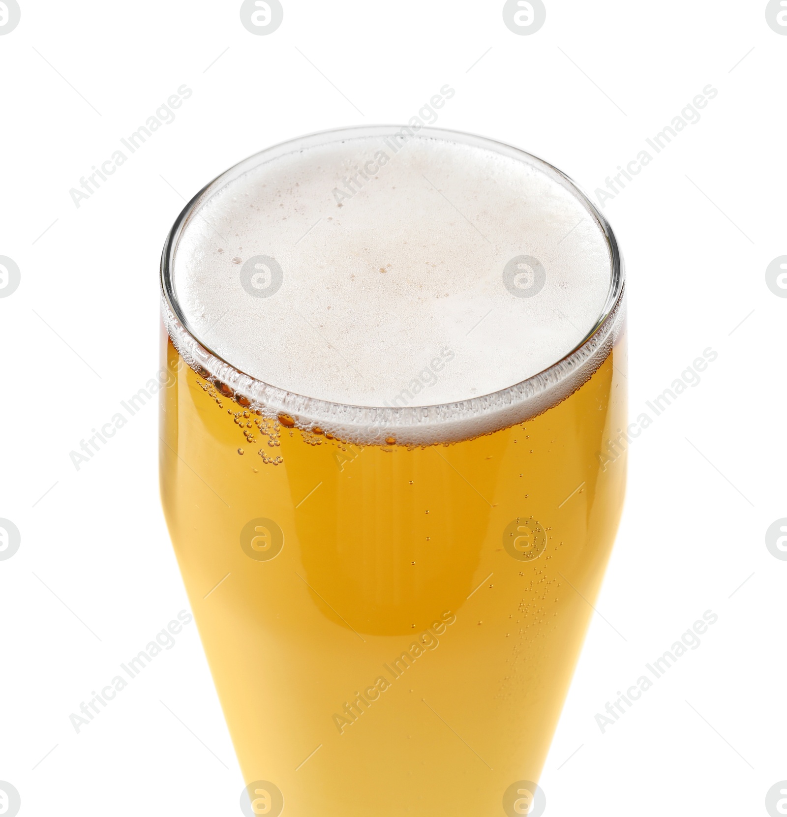 Photo of Glass of light beer isolated on white