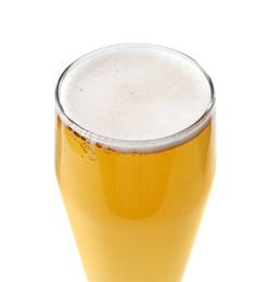 Photo of Glass of light beer isolated on white