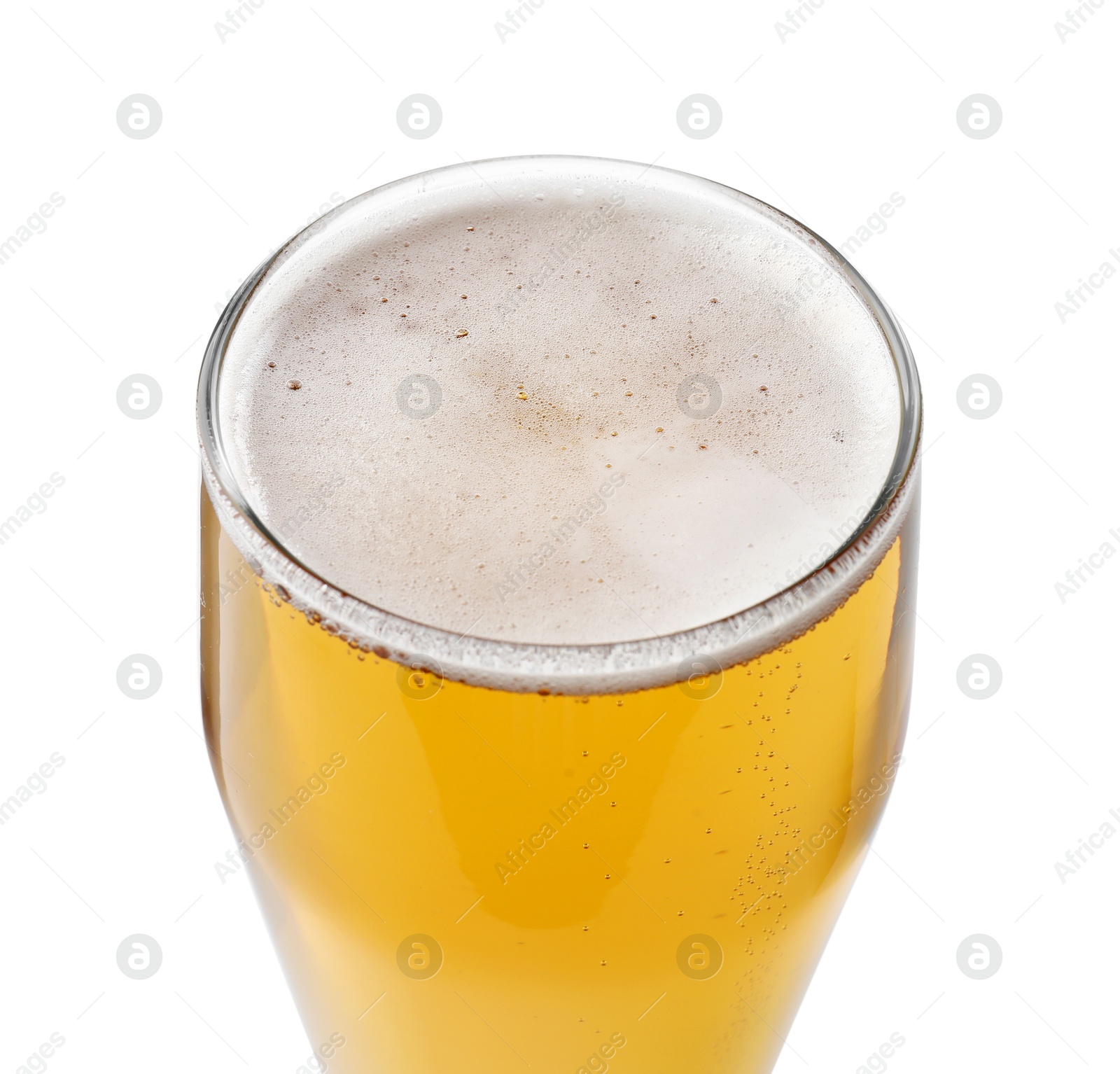 Photo of Glass of light beer isolated on white