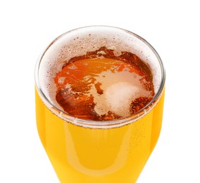 Photo of Glass of light beer isolated on white