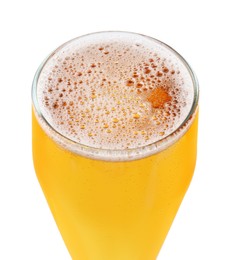 Photo of Glass of light beer isolated on white