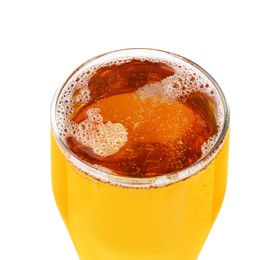 Photo of Glass of light beer isolated on white