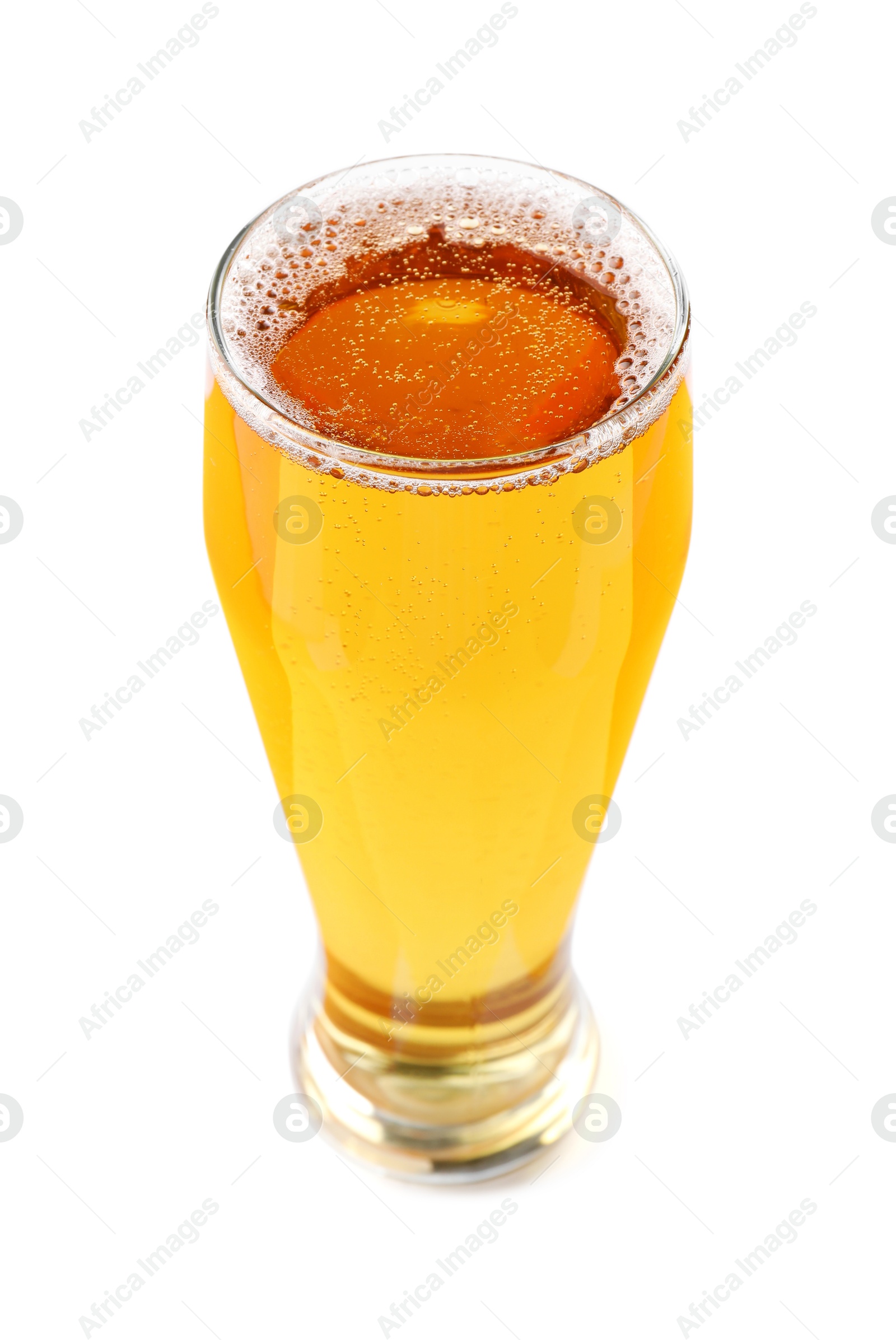 Photo of Glass of light beer isolated on white