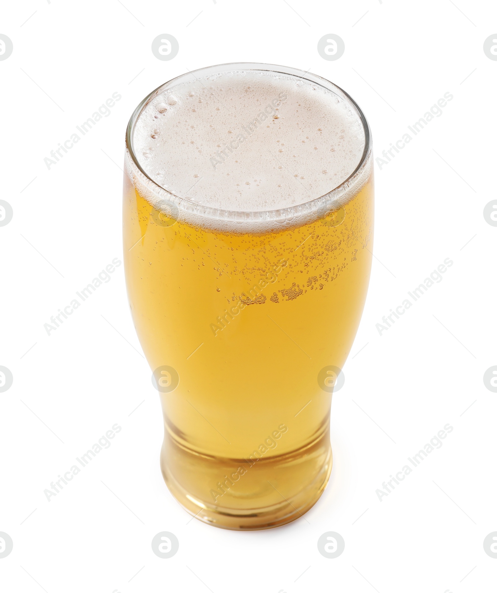 Photo of Glass of light beer isolated on white