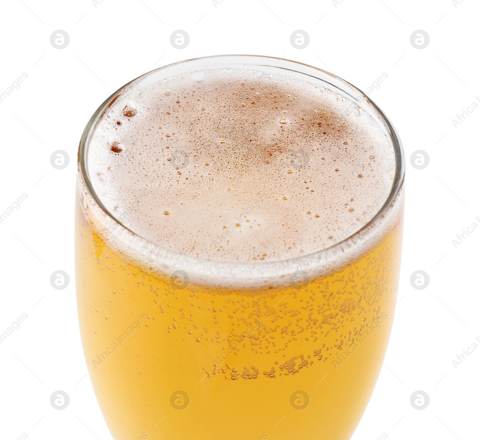 Photo of Glass of light beer isolated on white