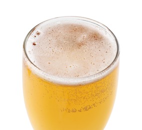 Photo of Glass of light beer isolated on white