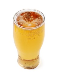 Photo of Glass of light beer isolated on white