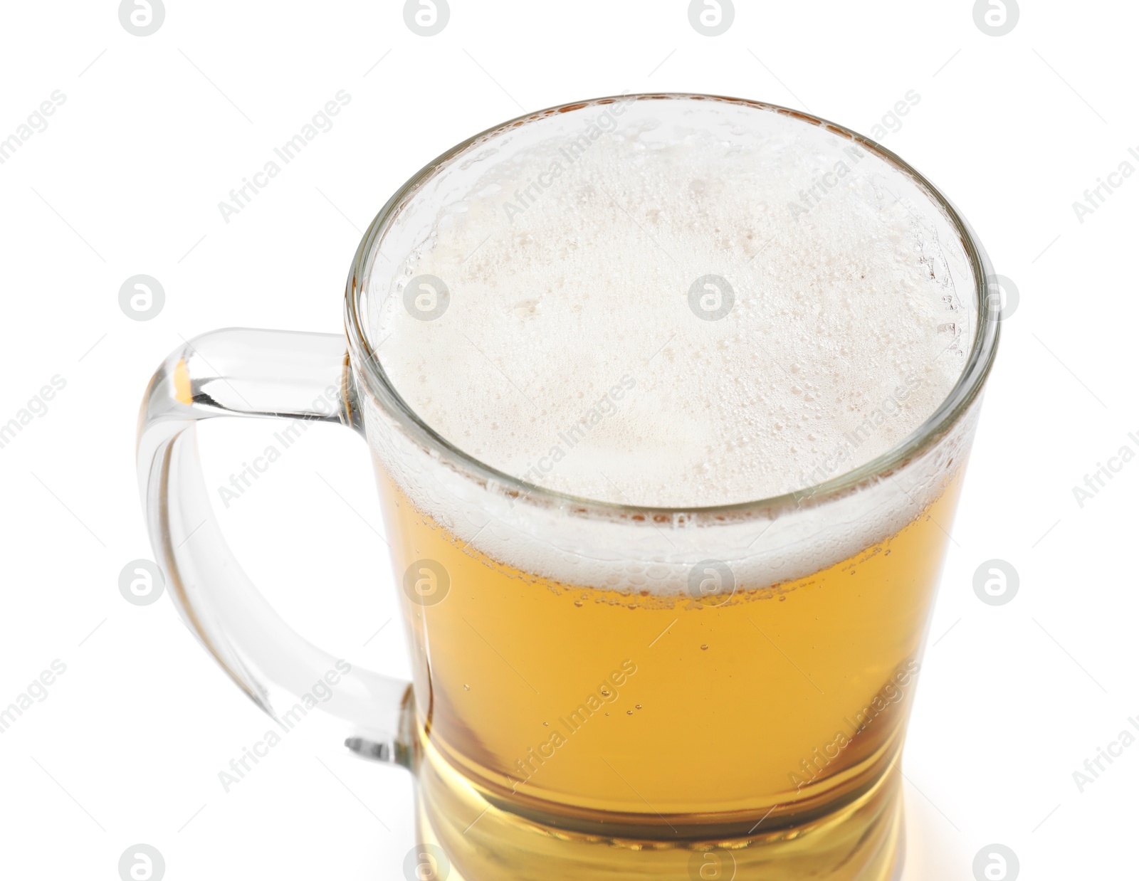 Photo of Glass mug of light beer isolated on white