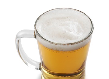 Photo of Glass mug of light beer isolated on white