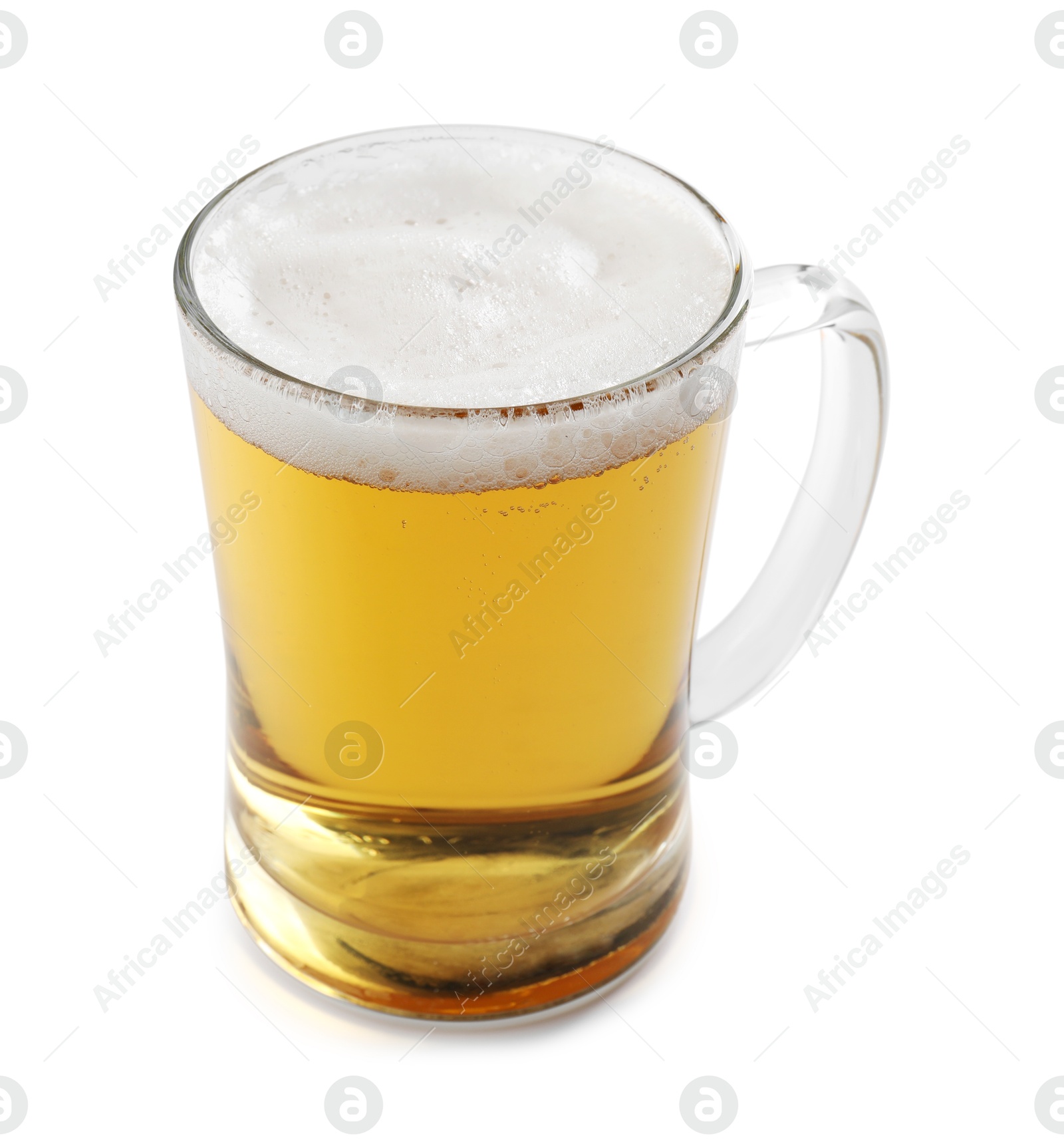 Photo of Glass mug of light beer isolated on white