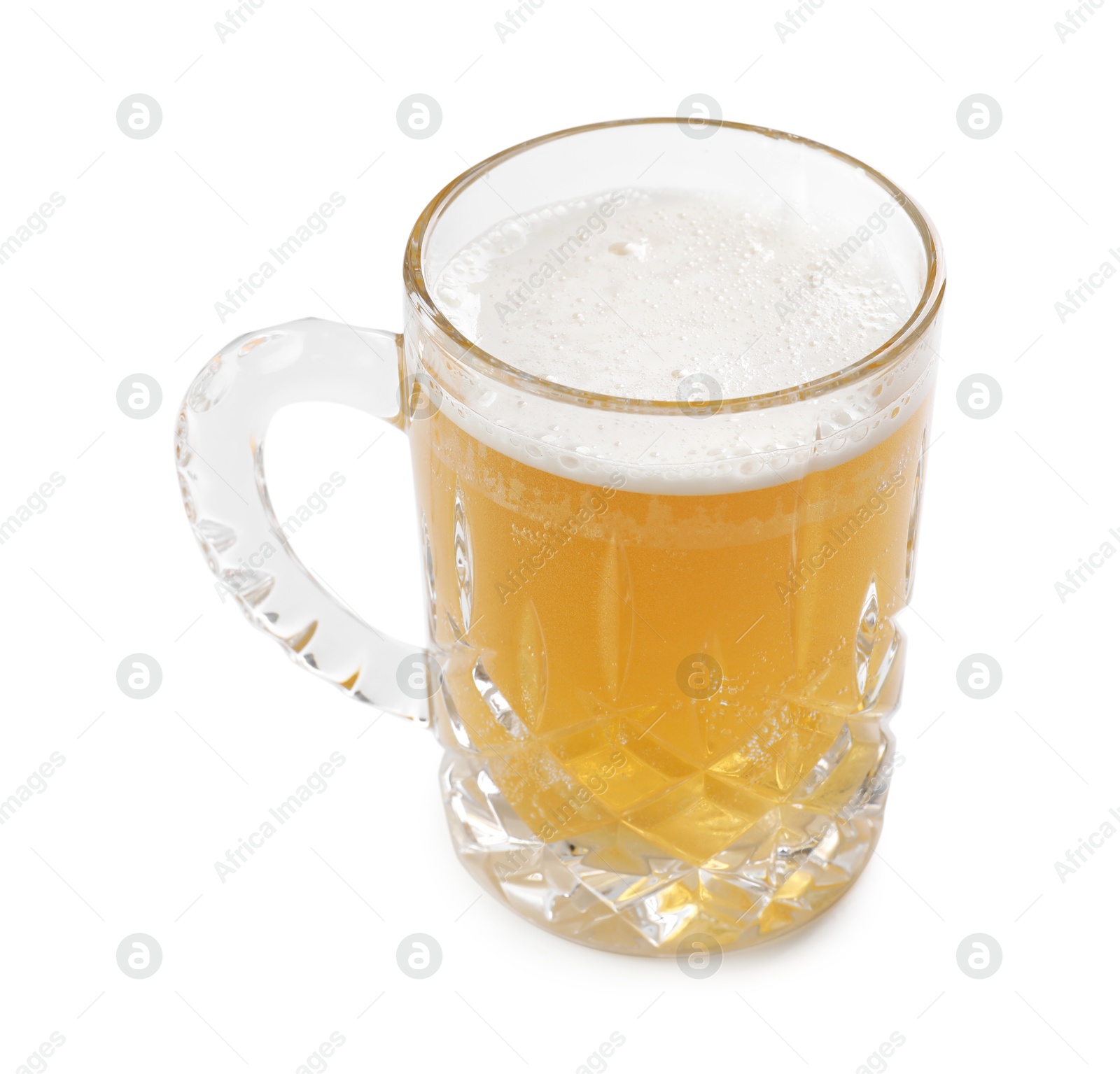 Photo of Glass mug of light beer isolated on white