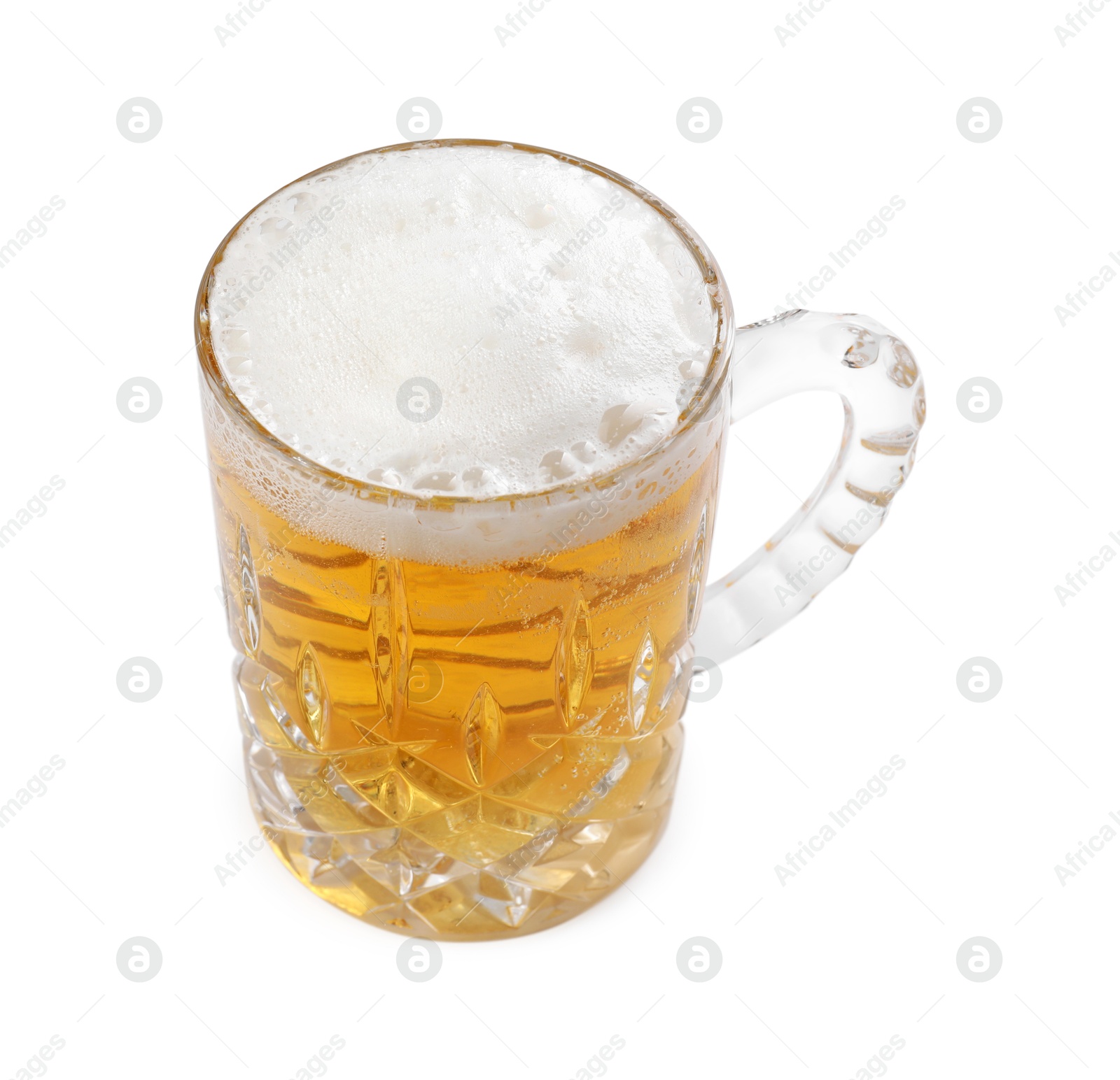 Photo of Glass mug of light beer isolated on white