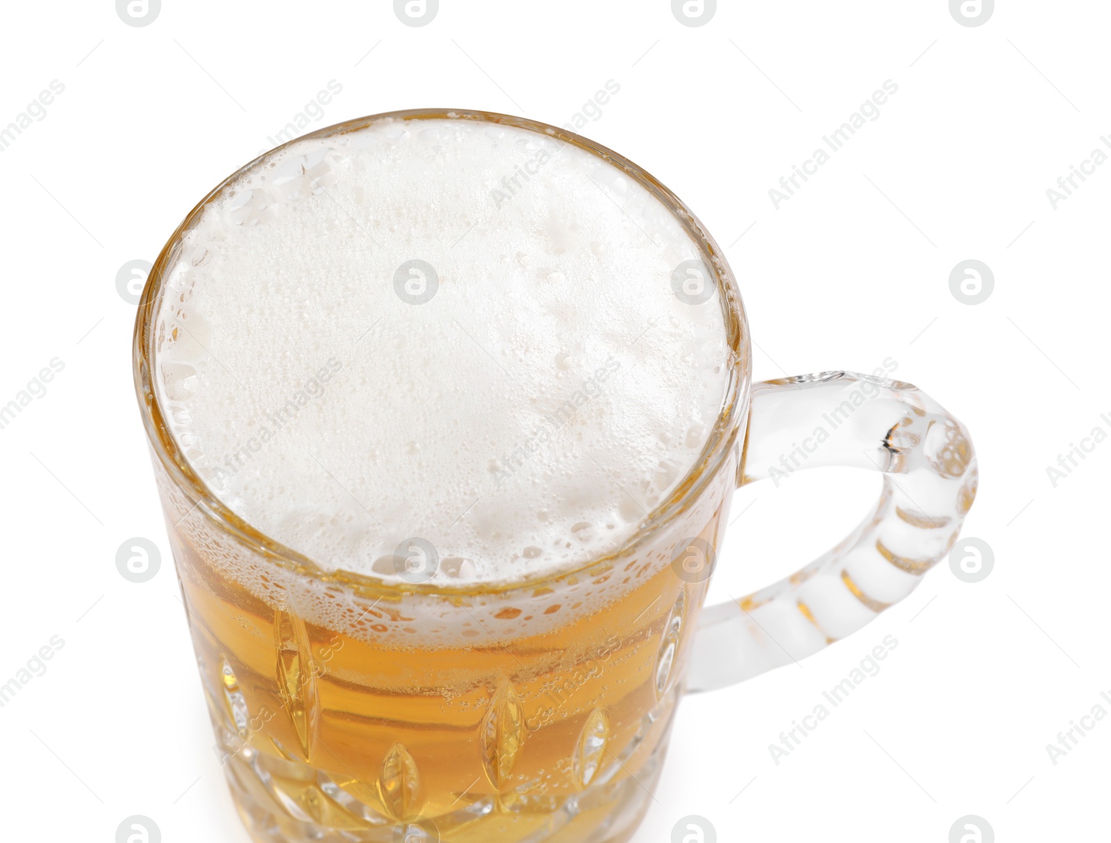 Photo of Glass mug of light beer isolated on white