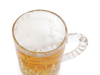 Photo of Glass mug of light beer isolated on white