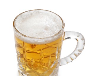 Photo of Glass mug of light beer isolated on white