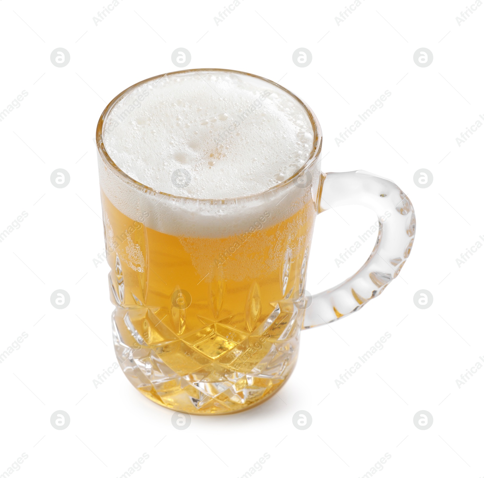 Photo of Glass mug of light beer isolated on white