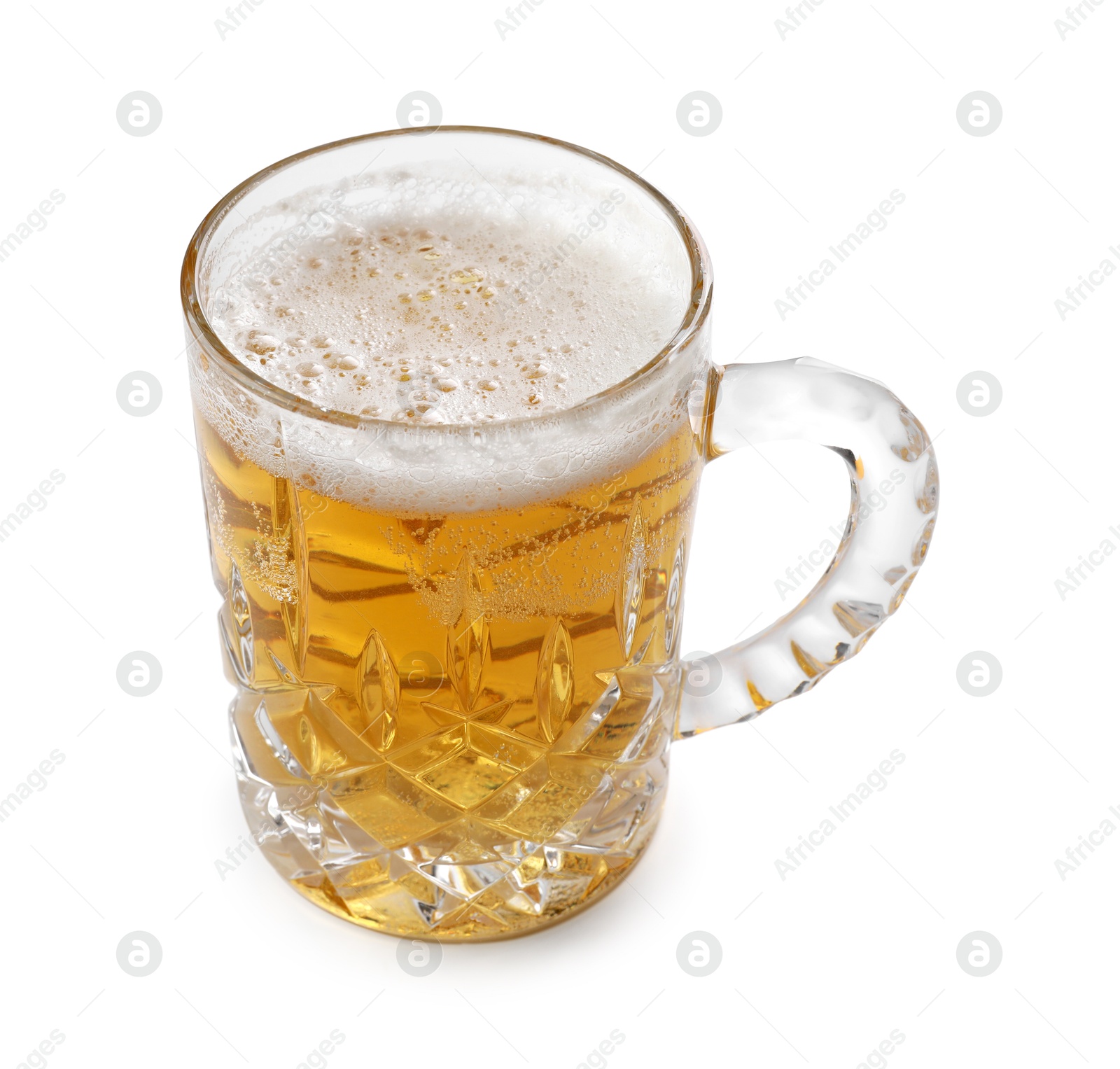 Photo of Glass mug of light beer isolated on white