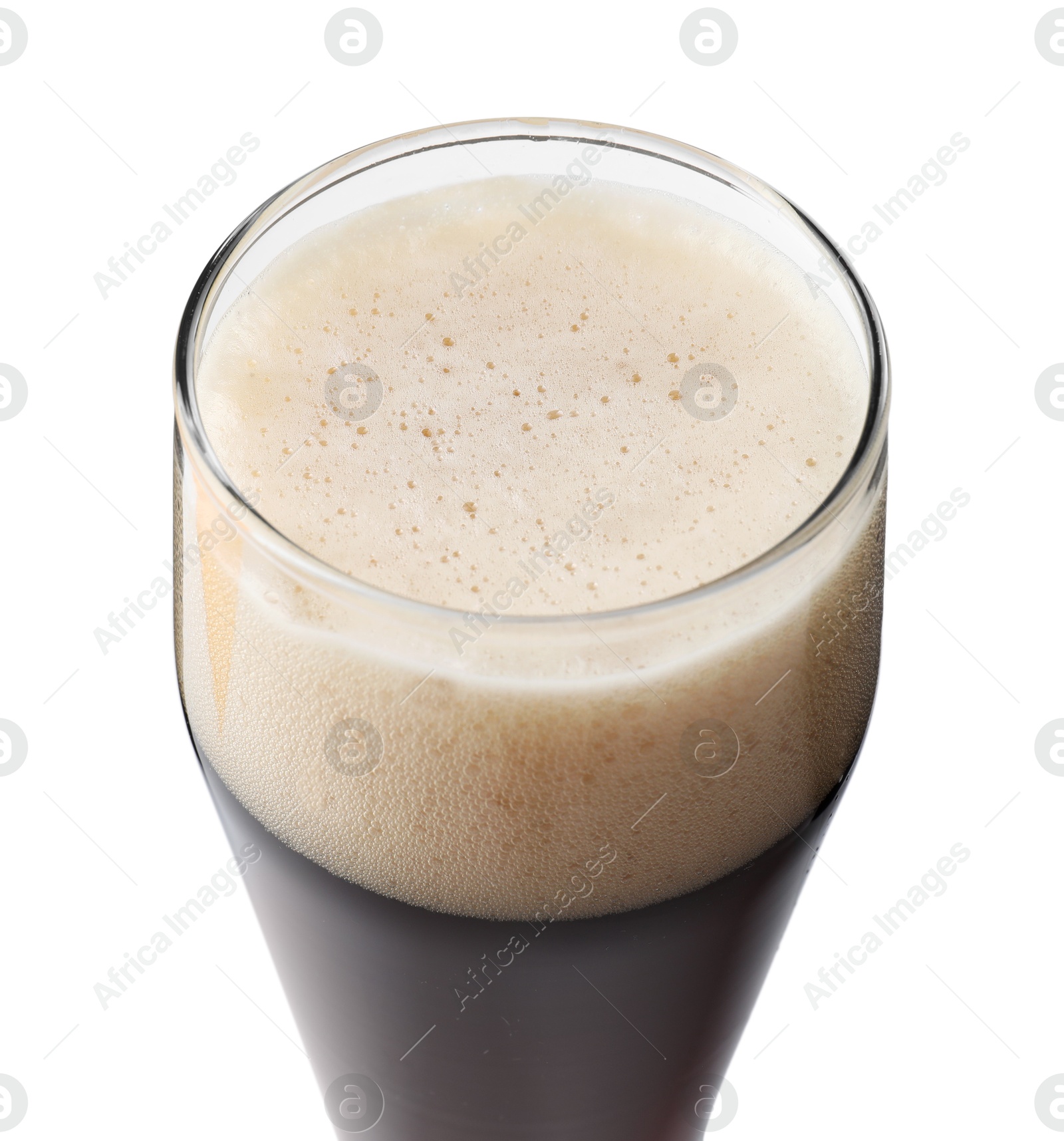 Photo of Glass mug of dark beer isolated on white