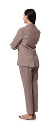 Photo of Woman in beige suit on white background