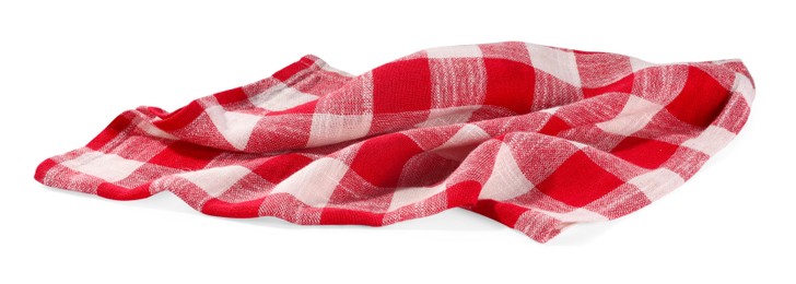 Photo of Red checkered picnic tablecloth isolated on white