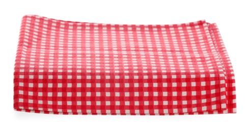 Photo of Red checkered picnic tablecloth isolated on white