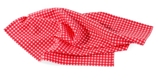 Photo of Red checkered picnic tablecloth isolated on white