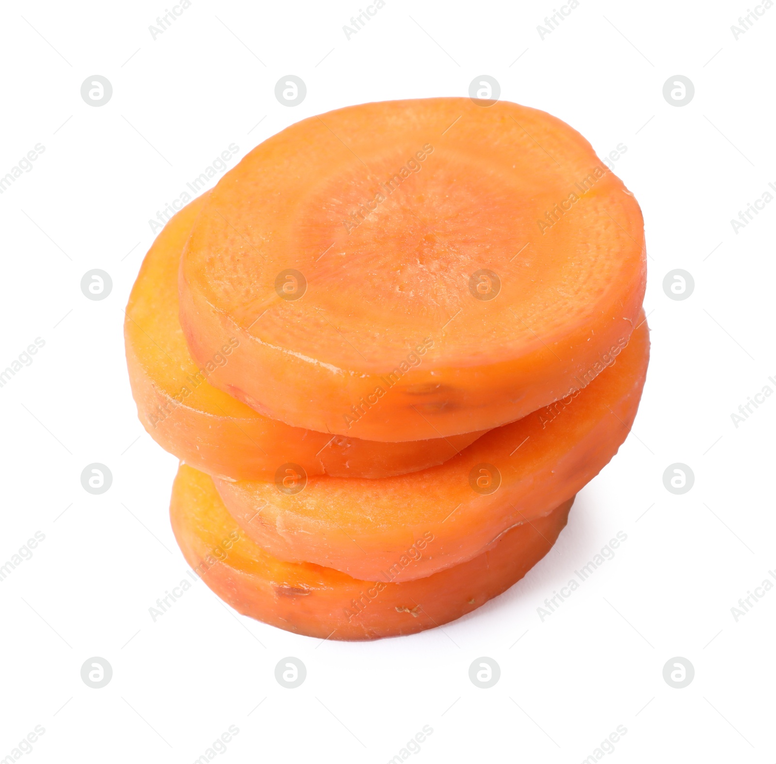 Photo of Slices of fresh ripe carrot isolated on white