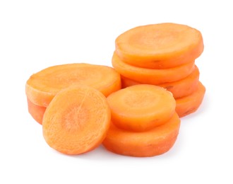 Slices of fresh ripe carrot isolated on white