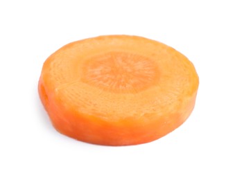 Photo of Slice of fresh ripe carrot isolated on white