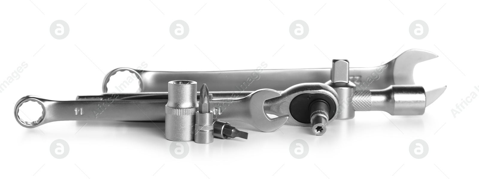 Photo of Set of auto mechanic's tools isolated on white