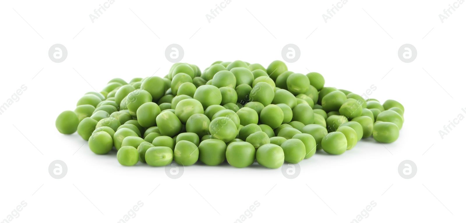 Photo of Pile of fresh green peas isolated on white