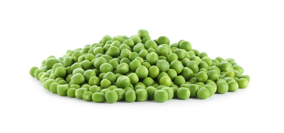 Photo of Pile of fresh green peas isolated on white