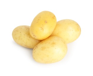 Photo of Pile of young fresh potatoes isolated on white