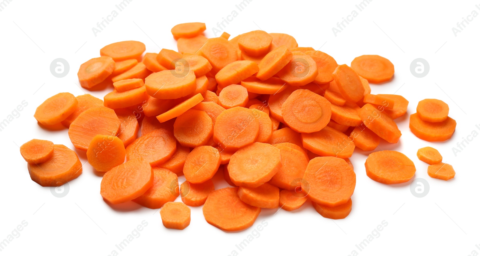 Photo of Slices of fresh ripe carrot isolated on white