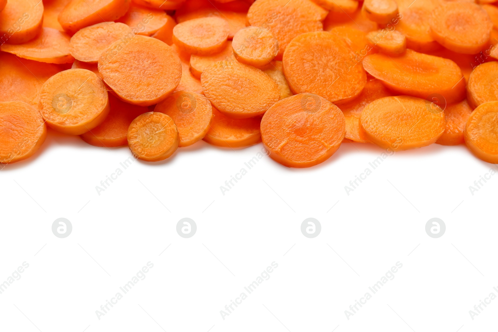 Photo of Slices of fresh ripe carrot isolated on white