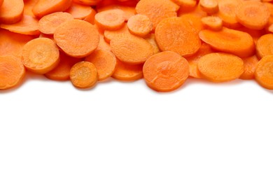 Slices of fresh ripe carrot isolated on white