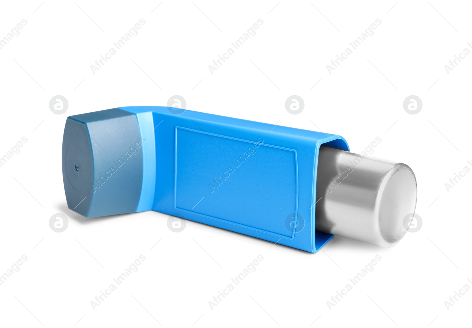 Photo of One inhaler isolated on white. Asthma treatment