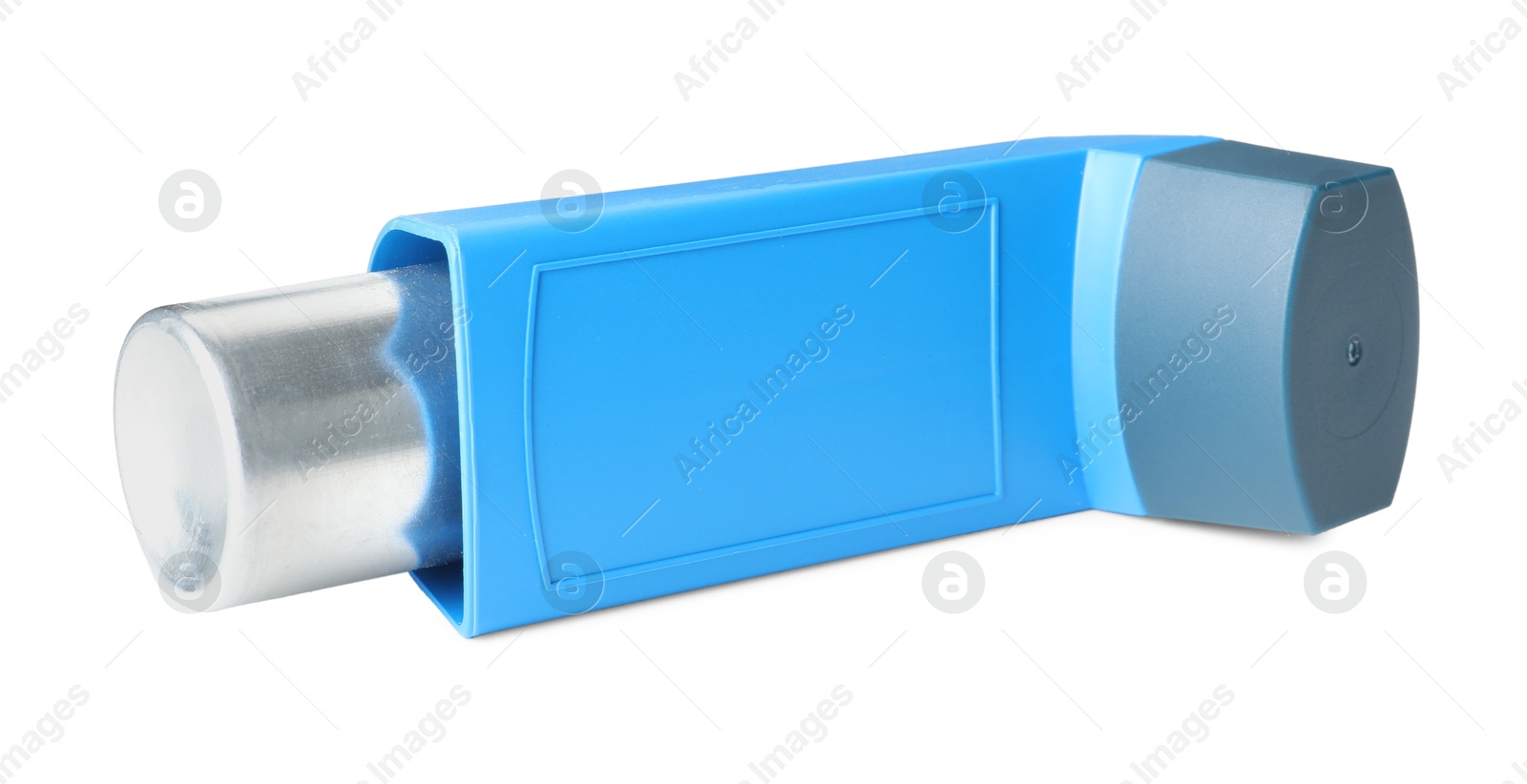 Photo of One inhaler isolated on white. Asthma treatment