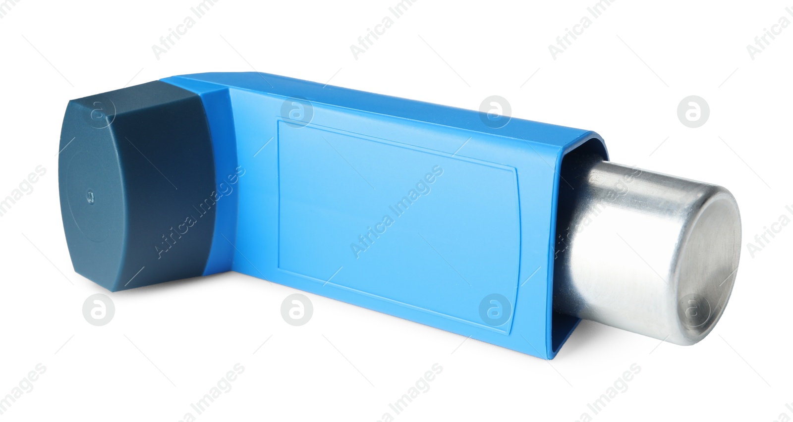 Photo of One inhaler isolated on white. Asthma treatment